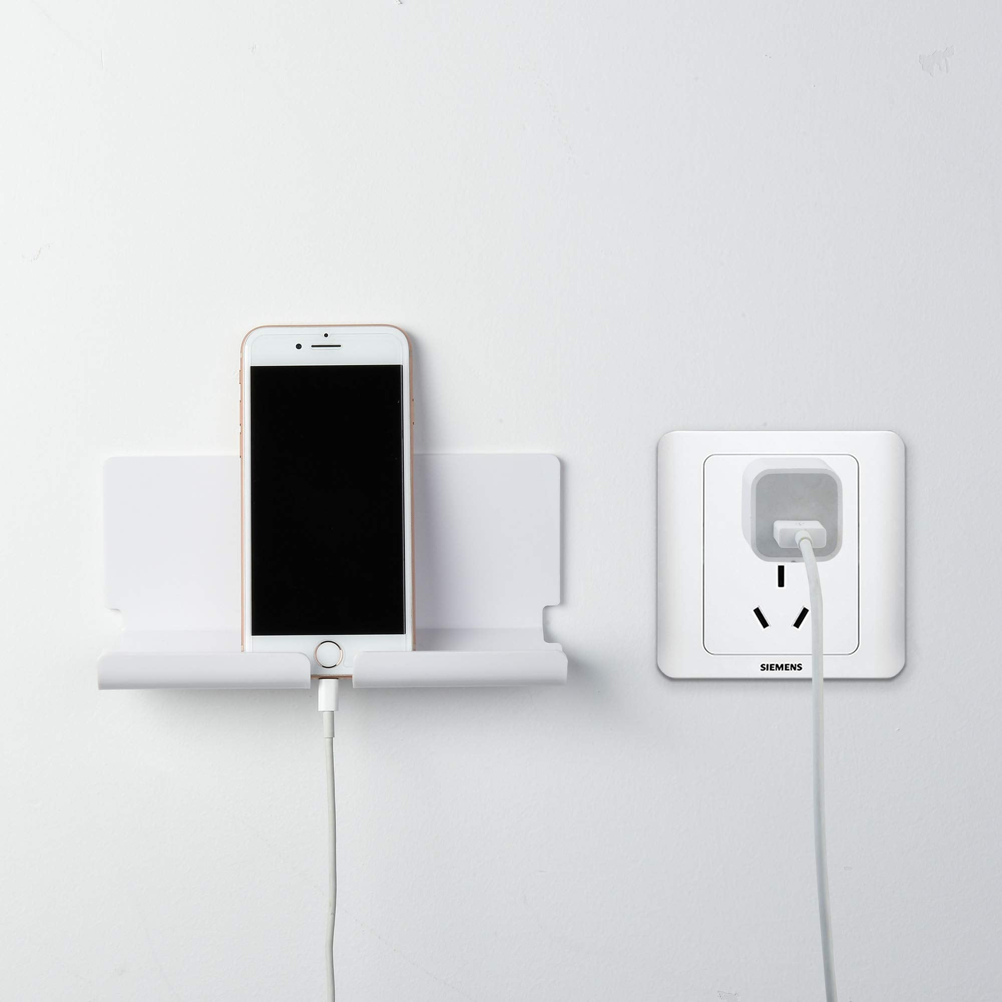 Txesign Adhesive Wall Phone Tablet Holder Mount Stand For Tablet Smartphones Ereader Wall Holder Mount Shelf (White)