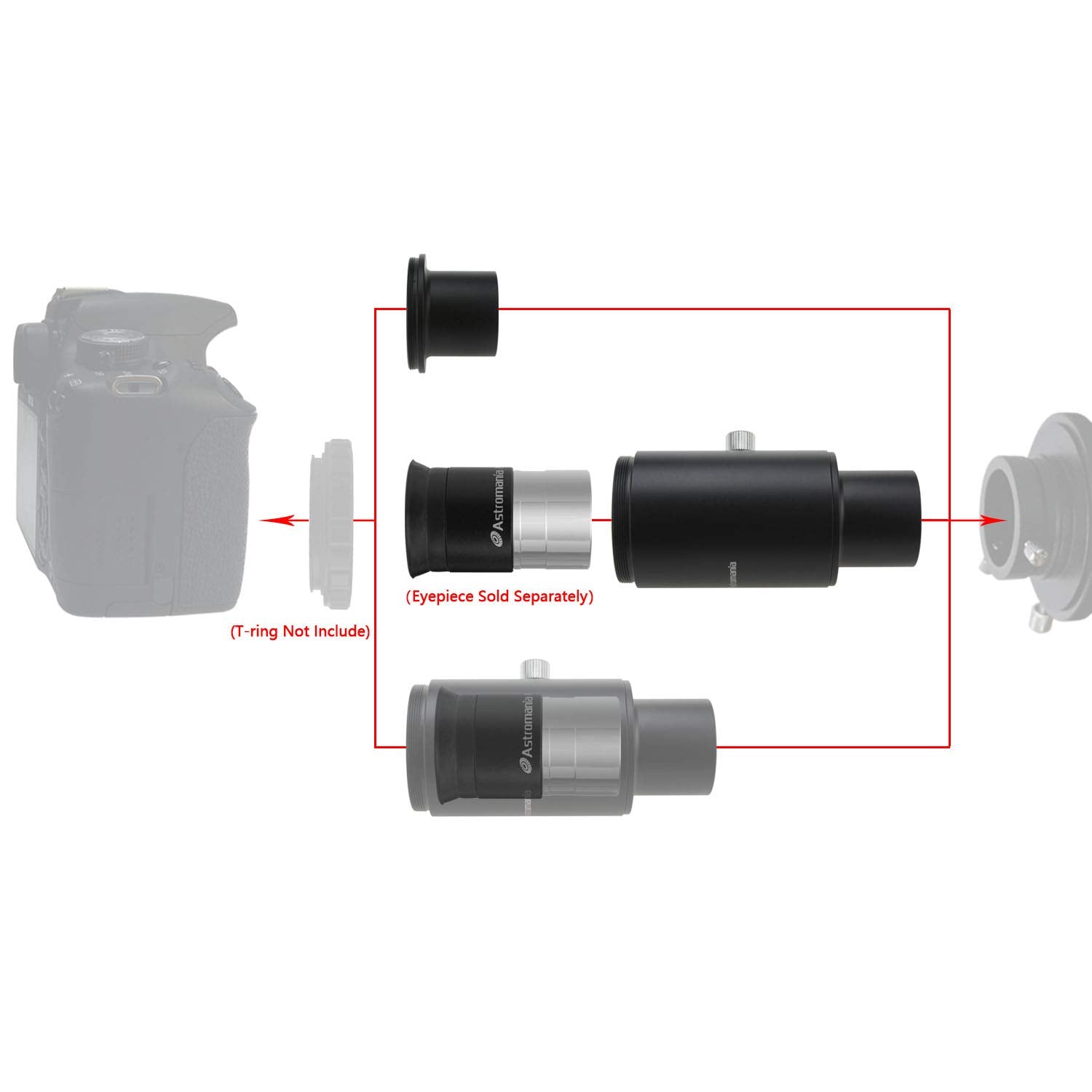 Astromania 1.25'' Fixed Camera Adapter   An Adapter For Focal Plane And Eyepiece Projection Imaging