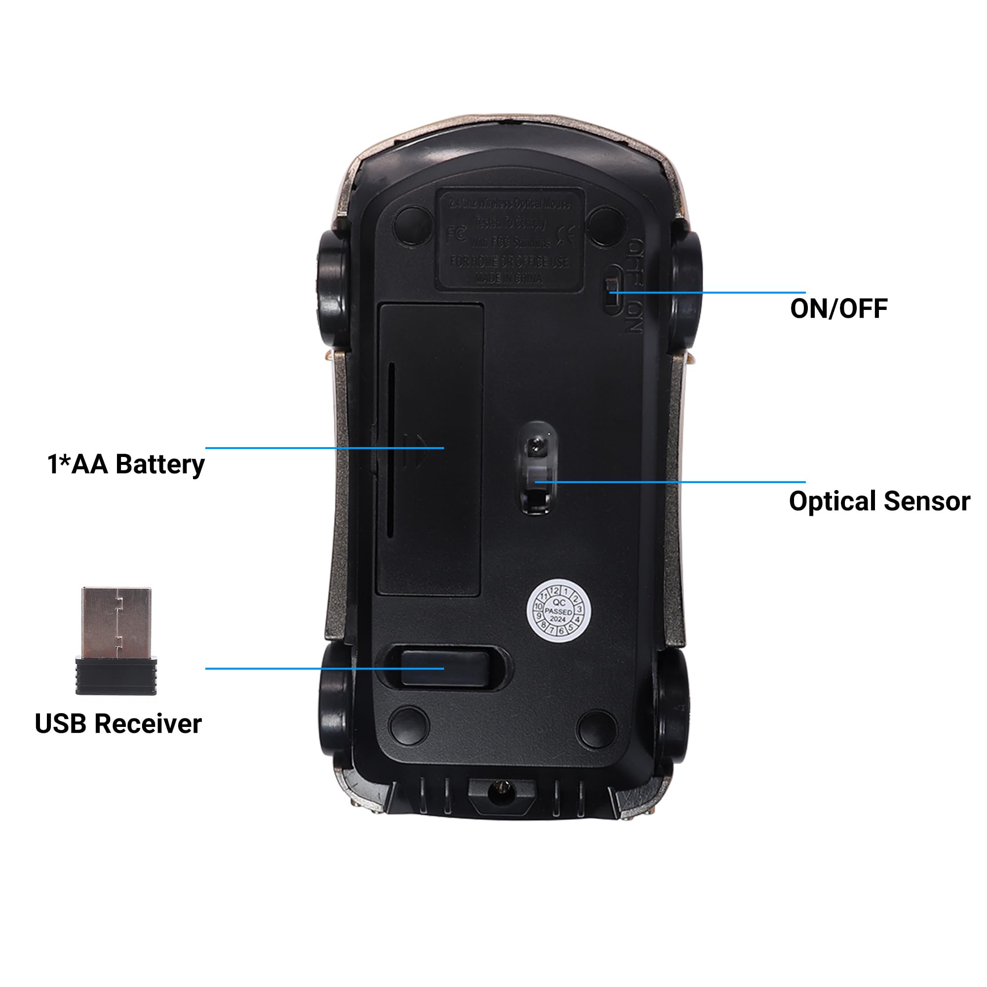 Elec Space Wireless Mouse 2.4Ghz Cool Sport Car Shape Wireless Mouse Optical Cordless Mice With Usb Receiver For Pc Laptop Compu