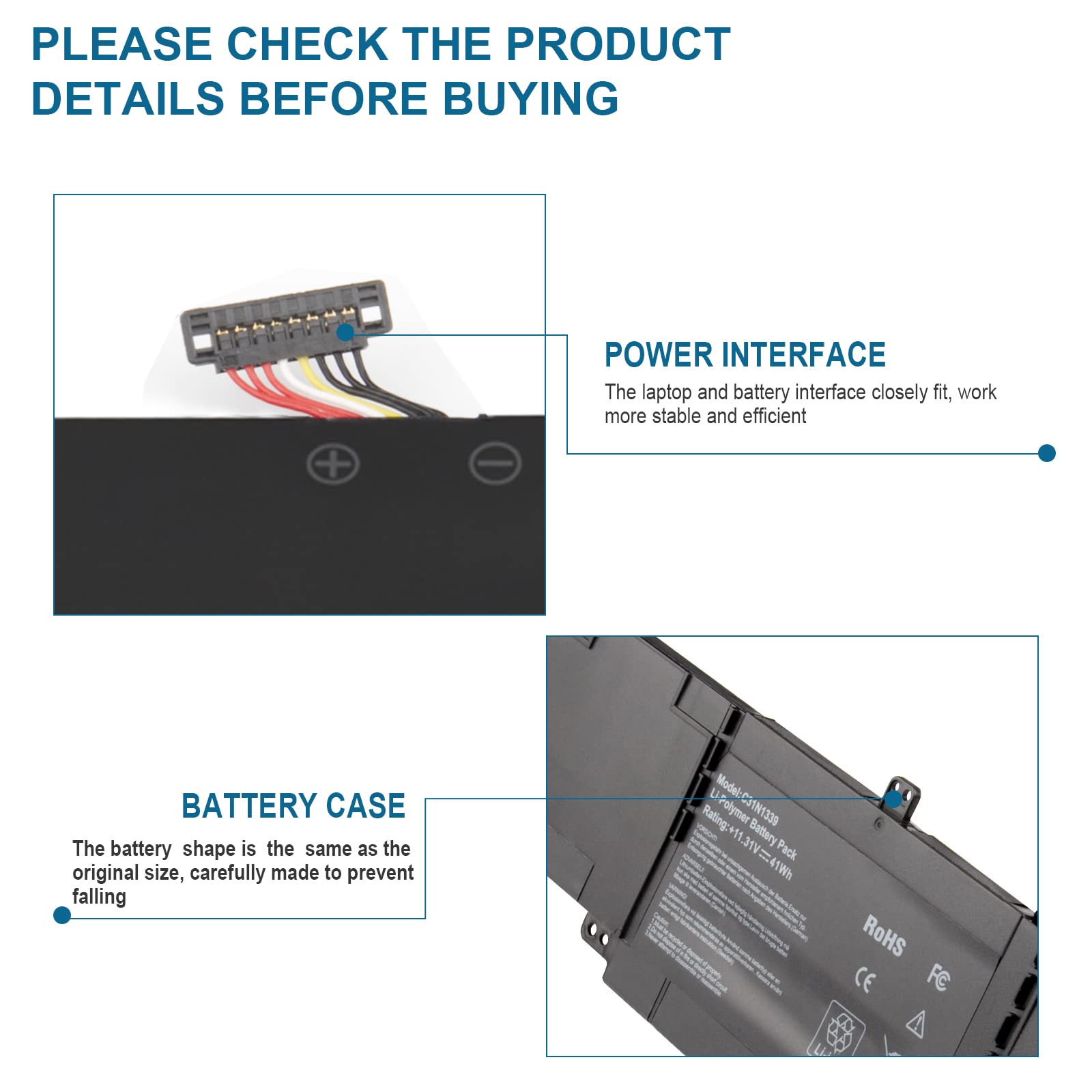 Fancy Buying C31N1339 Laptop Battery Replacement For Asus Zenbook Ux303 Ux303L Ux303La Ux303Lb Ux303Ln Ux303Ub Tp300L Q302L Q302