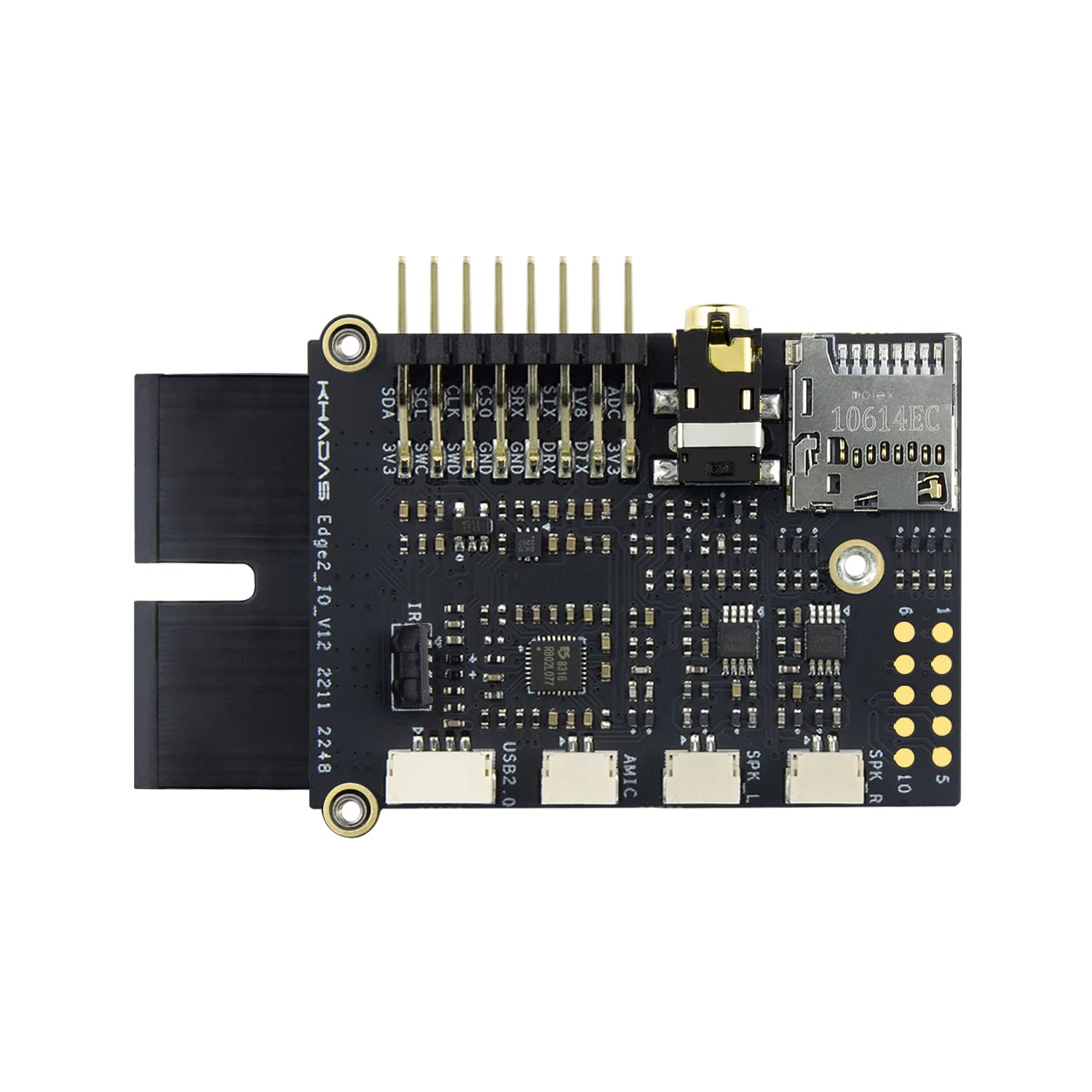 Khadas Edge2 Io Module With Uhs I Sd Card Reader, Dual Channel Infrared Receiver, 3.5Mm Headphone Jack, 16 Pin Gpio, And 10 Pin