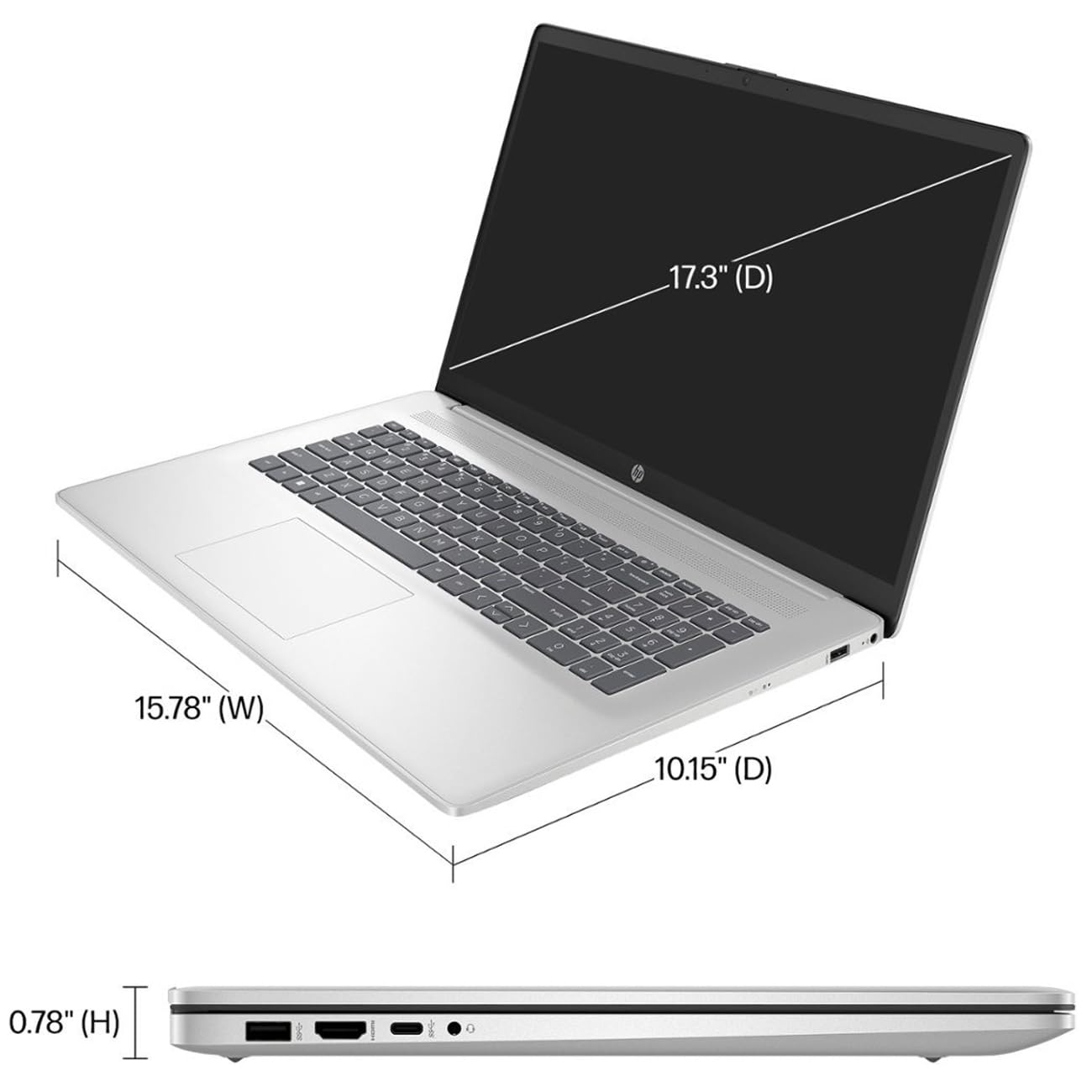 Hp Laptop For Students And Business, 17.3'' Fhd Ips Display, 12Th Gen Intel Core I3-1215U (Up To 4.40 Ghz), 16Gb Ram, 1Tb Pcie S