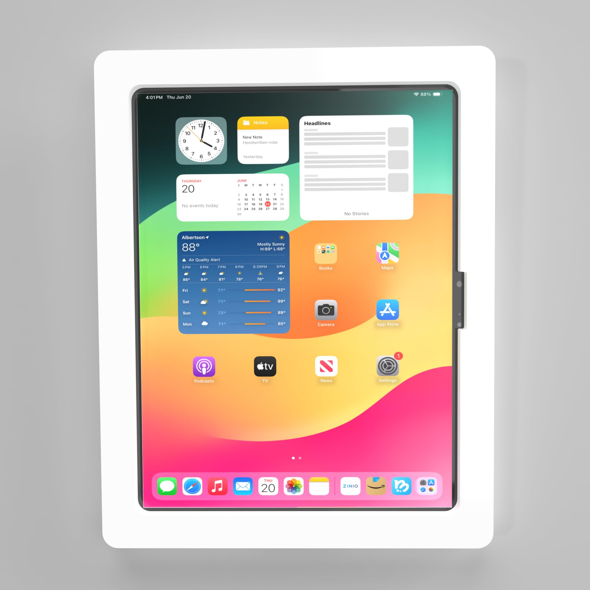 Tabcare Anti Theft Acrylic Vesa Enclosure For Apple Ipad Pro 11' 2024 (5Th Gen) With Free Wall Mount Kit & 90 Degree Angle Usb C Cable (Ipad Pro 11 2024, White)