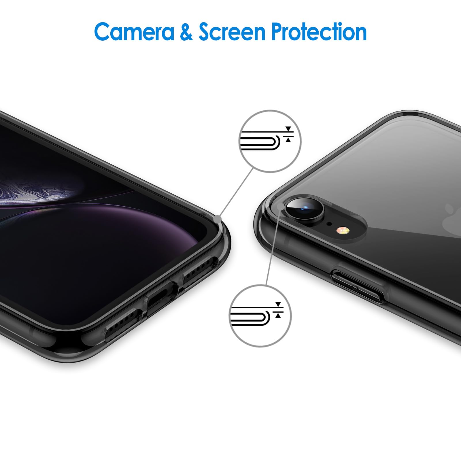 Jetech Case For Iphone Xr 6.1 Inch, Non Yellowing Shockproof Phone Bumper Cover, Anti Scratch Clear Back (Black)