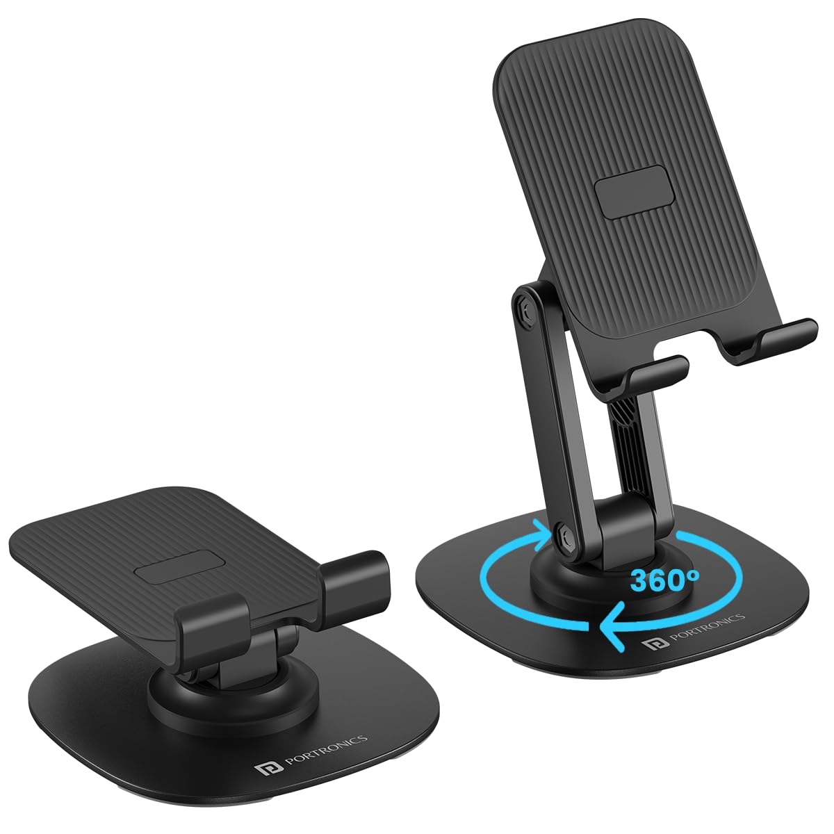 Portronics Mobot III 360 Rotatable & Foldable Mobile Phone Holder With Stable Metallic base,Adjustable Height, Anti Skid Pad,Tab