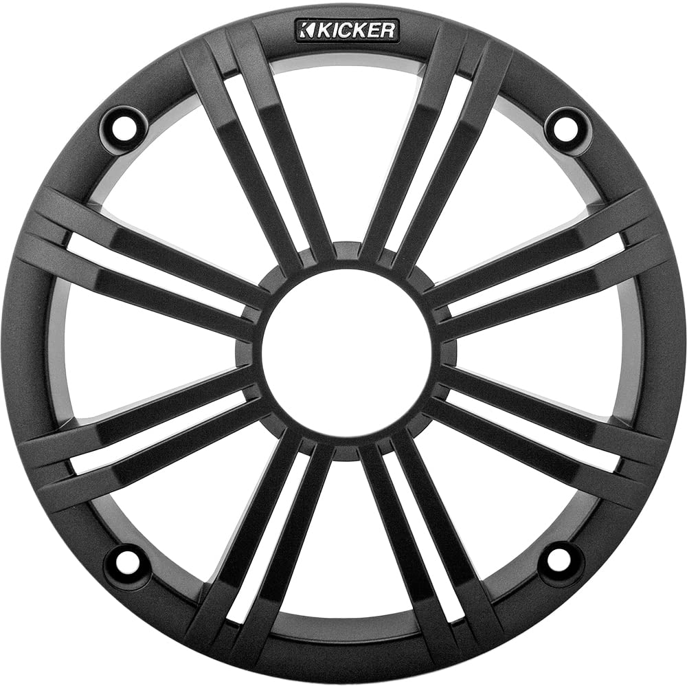 Kicker 8  Marine Speakers (1 Pair) Oem Replacement Coaxial Speakers For Boat With Charcoal Grille And Led Lights 4-Ohm. Water An