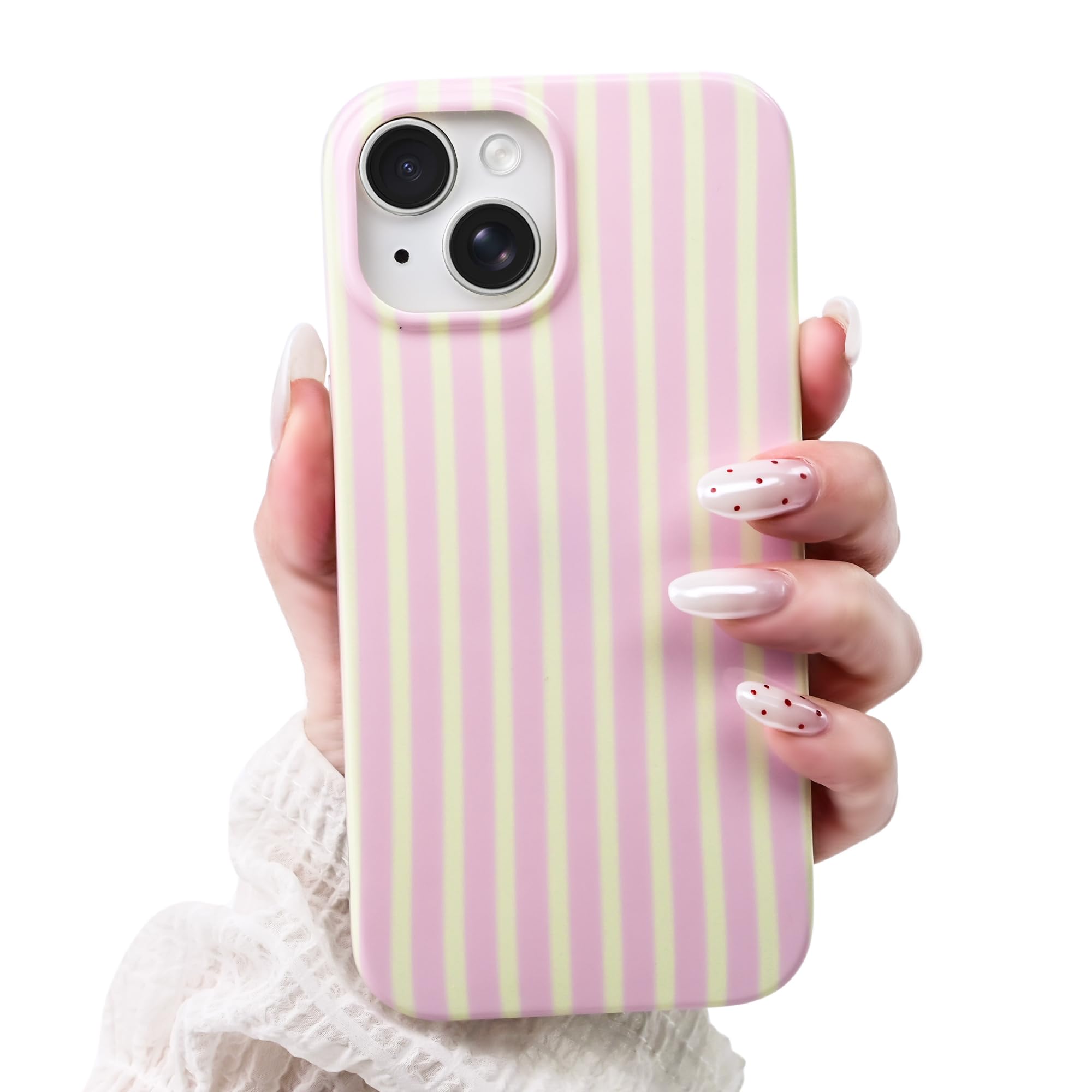 SleekCover Compatible with iPhone 15 Plus Case & iPhone 14 Plus Case,Cute Aesthetic Striped Pattern Cover for Women Girls,Soft T
