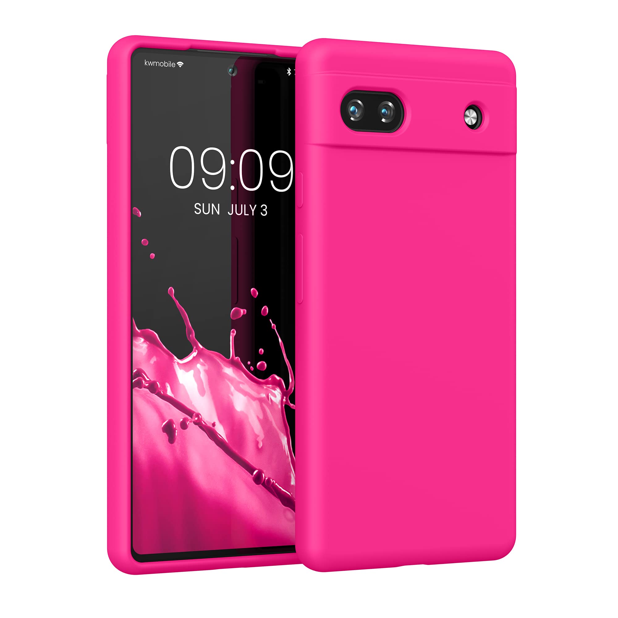 kwmobile Case Compatible with Google Pixel 6a Case - TPU Silicone Phone Cover with Soft Finish - Neon Pink