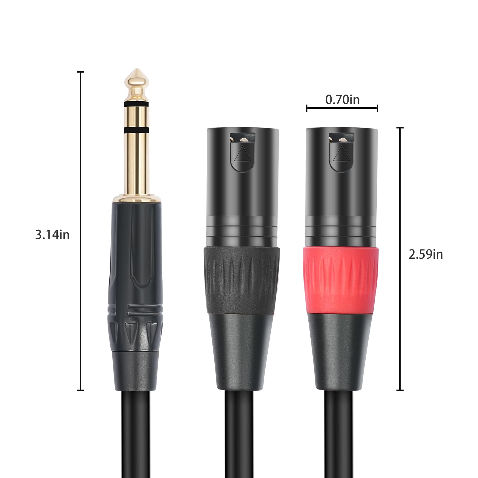 1/4 Trs To Dual Xlr Male Y-Splitter Stereo Breakout Cable 1/4 Inch(6.35Mm) To 2 Xlr Patch Cable 6.6Ft