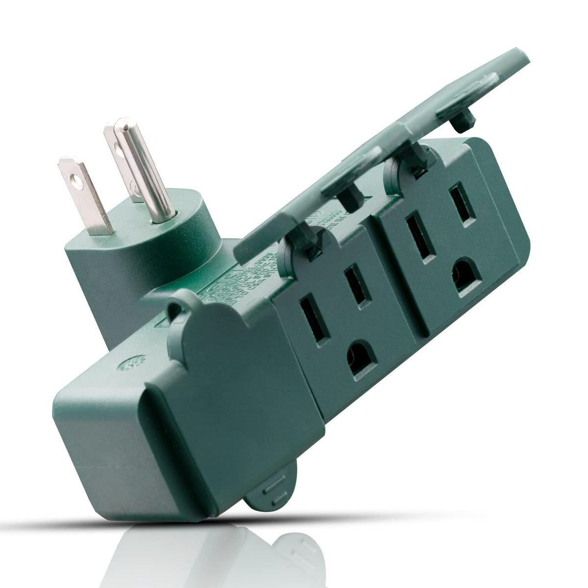 Elegrp 3 Prong Weatherproof 3 Outlet Extender Adapter, Heavy Duty Triple Grounding Outlet Power Extender With Dust Proof Cover,