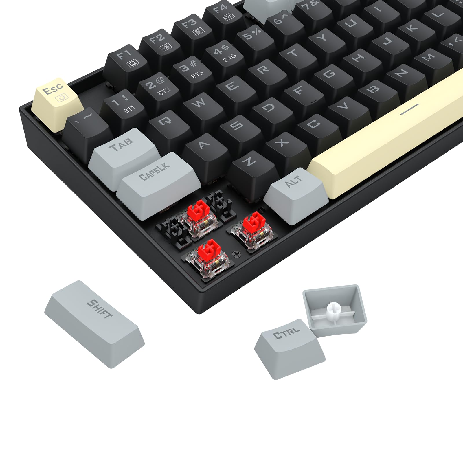 Redragon Wireless Gaming Keyboard, Bt/2.4Ghz Tri-Mode Mechanical Keyboard With Aluminum Pannel, Hot-Swap Red Switch, Programmabl