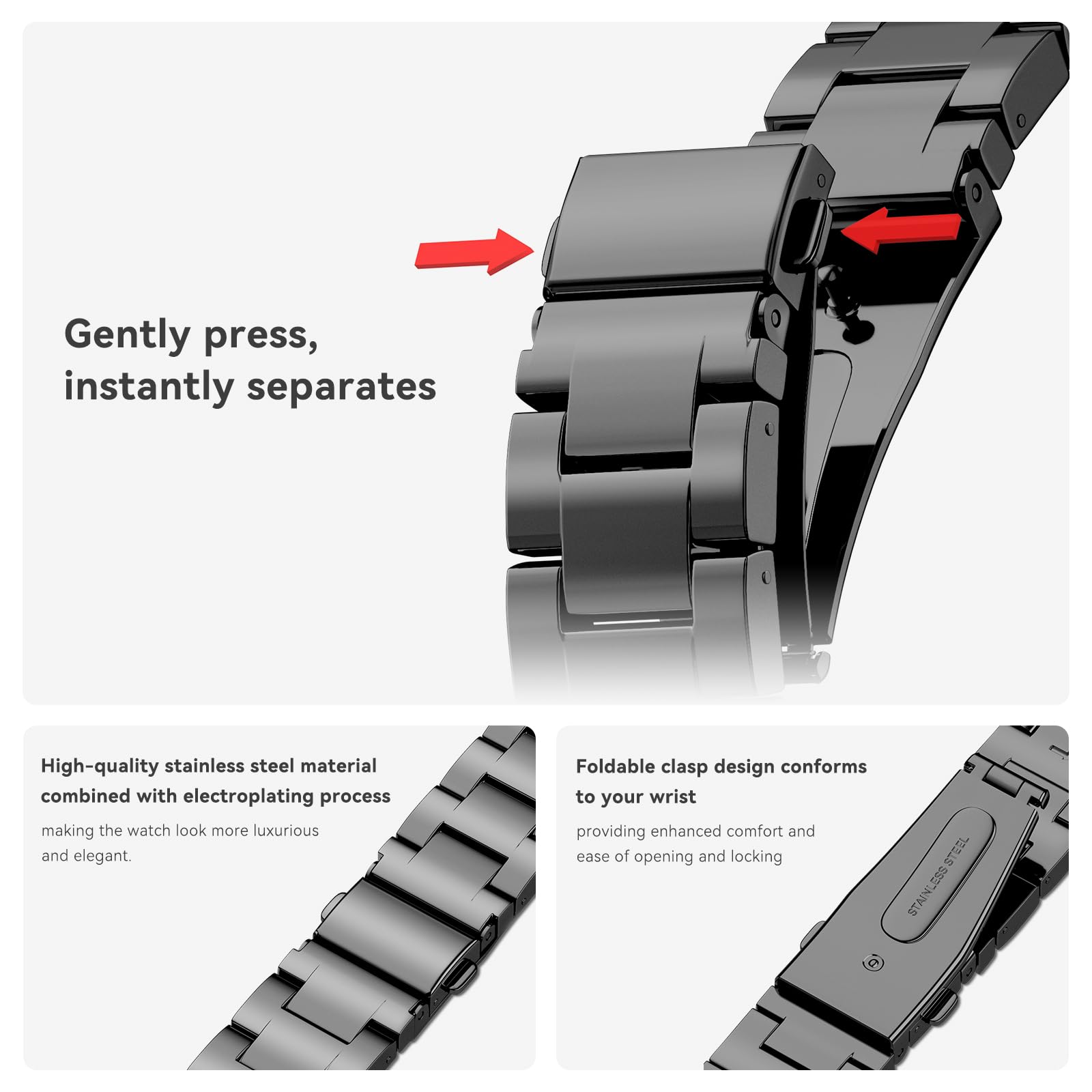 Musk Mskr Black Watch Bands For Women Compatible With Apple Watch Band 38Mm 40Mm 41Mm Adjustable Metal Band Cowboy Steel Single
