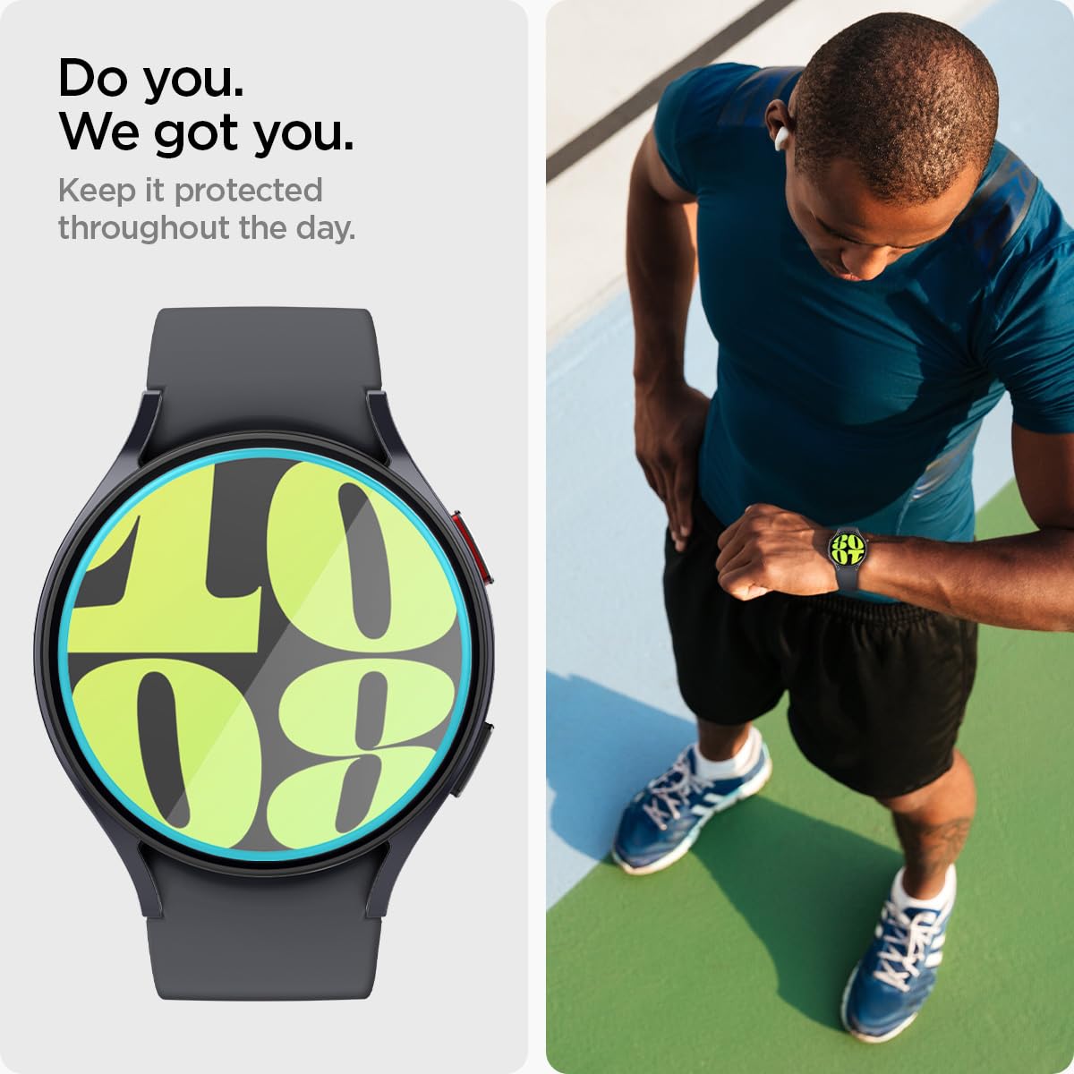 Spigen Tempered Glass Screen Protector [Glastr Ez Fit] Designed For Galaxy Watch 6 (44Mm) [Full Coverage][9H Hardness Tempered G