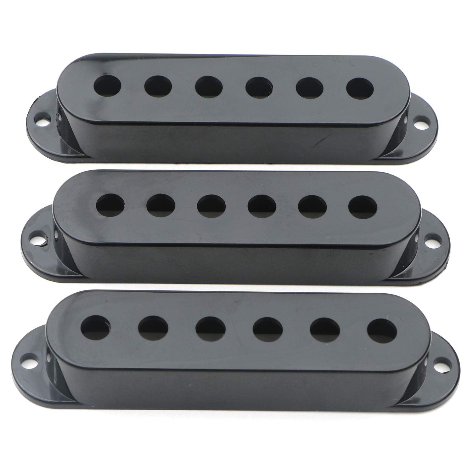 Swhmc 3pcs Set 48 50 52mm Black Guitar Pickup Cover 6 Hole Single Coil Switch Knob Pickup Cover for Stratocaster