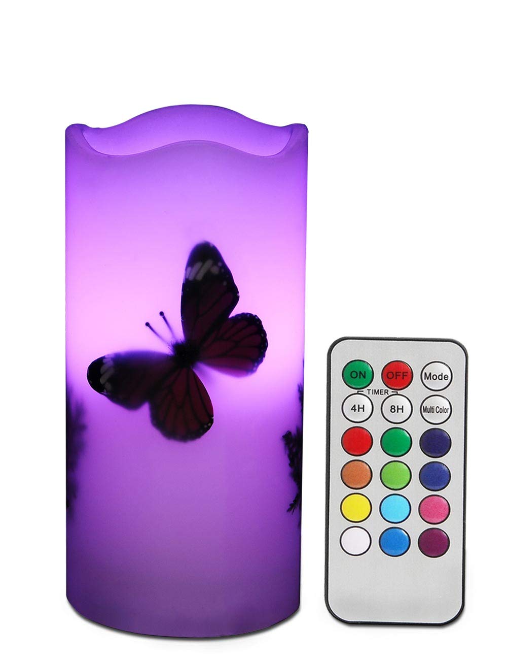 UNIVELA LED Candles Flameless Battery Operated with Remote Timer 6 Tealight Butterfly & Plants Decor Real Wax Electric Candle 