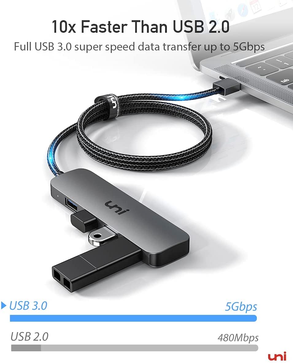 Uni Usb C To Usb Hub 4 Ports, Aluminum Usb Type C To Usb Adapter With ...