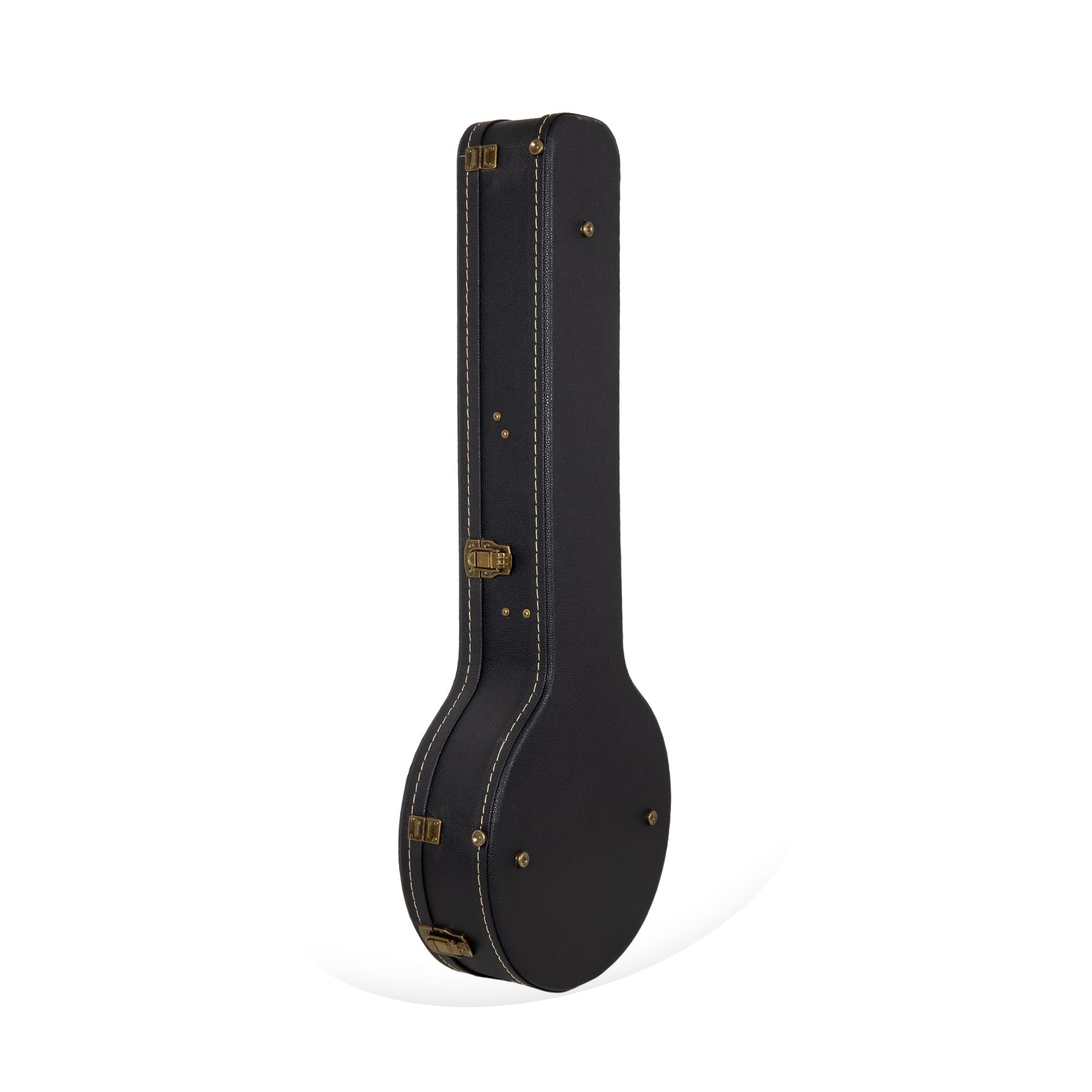 Crossrock Wooden Case Fits 5-String Resonator Styles Of Banjos -Vintage Hardware, Sponge Lining, Metal Feet, Storage Space-Black
