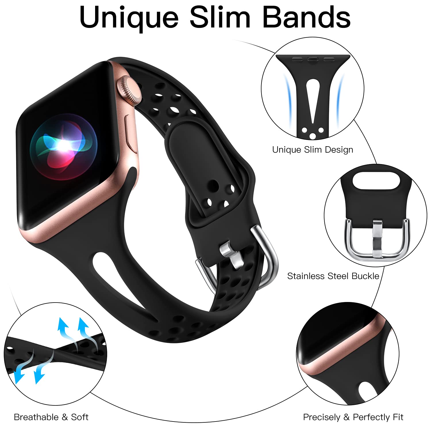 Getino Compatible With Apple Watch Band 45Mm 44Mm 42Mm 49Mm For Women Men, Slim Sport Bands, For Iwatch Ultra & Iwatch Se 1/2 Iw