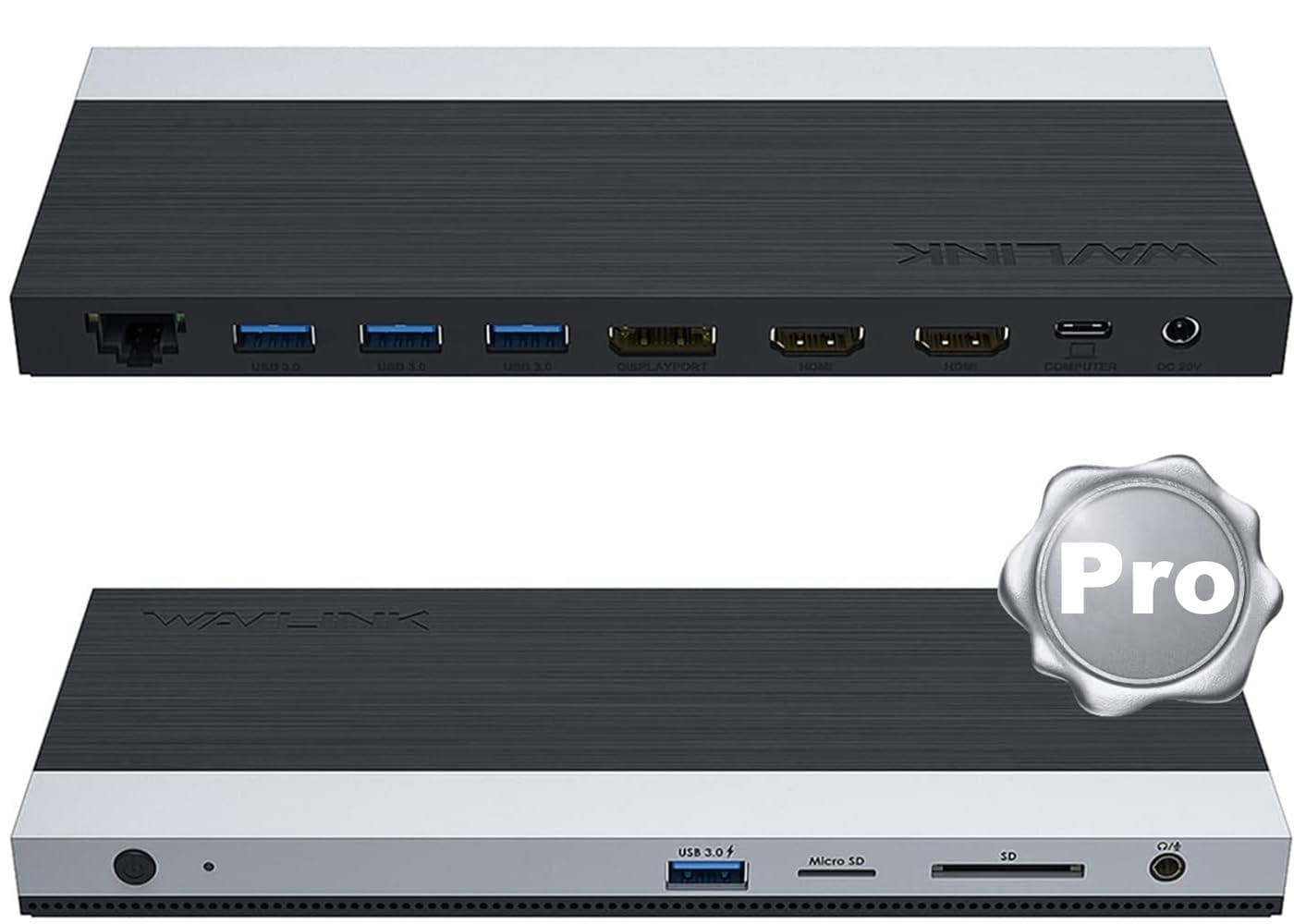 Wavlink 4K Usb C Docking Station With 100W Power Delivery, Triple Display With Dual Hdmi, Displayport, Usb 3.0, Ethernet, Micro Sd/Sd Card Reader, Audio Mic Jack, Universal Dock For Windows & Mac