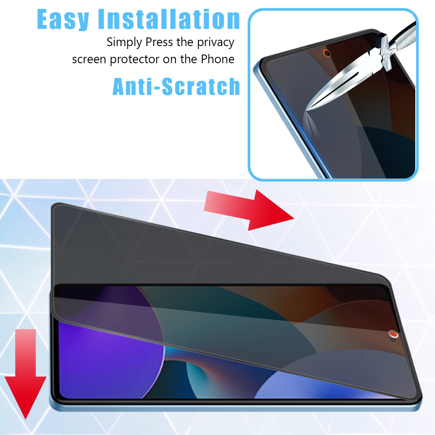 Mooisvs For Xiaomi Redmi Note 12 Pro Full Coverage Privacy Screen Protector(2Packs)+Camera Lens Protector(2Packs),Anti Spy Tempe