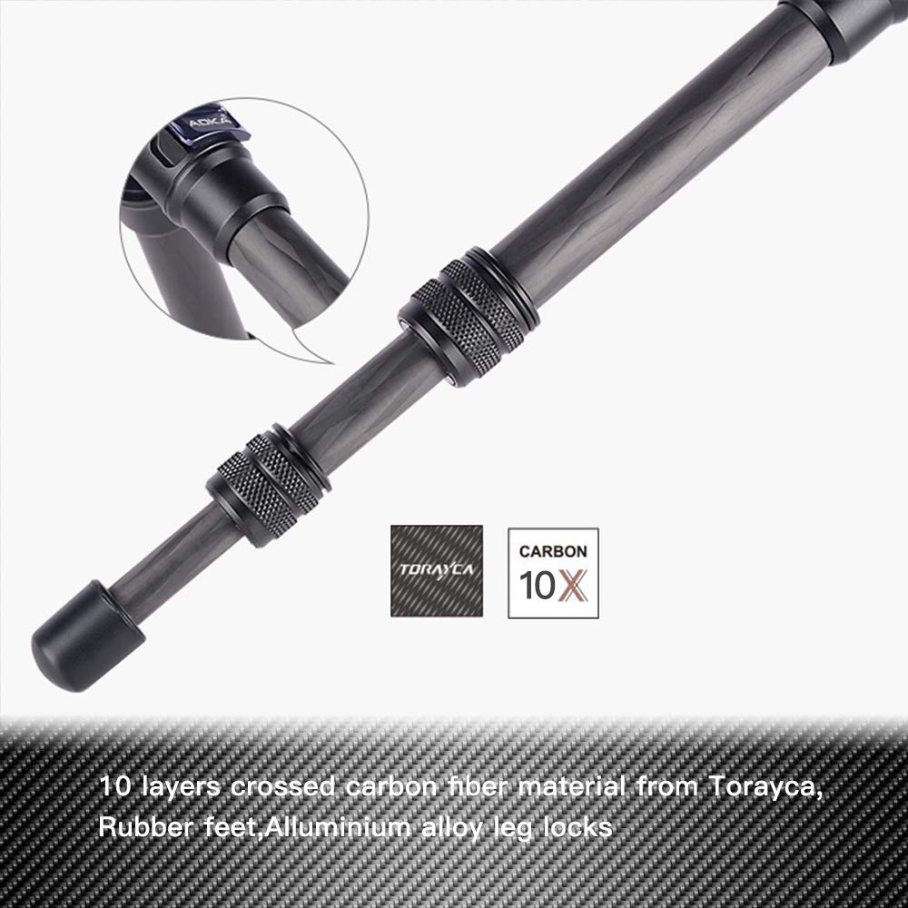 Aoka 15.7In/0.97Lb Lightweight Compact Carbon Fiber Tripod With 360 Ballhead Travel Mini Tripod For Mobile Phone And Compact Mir