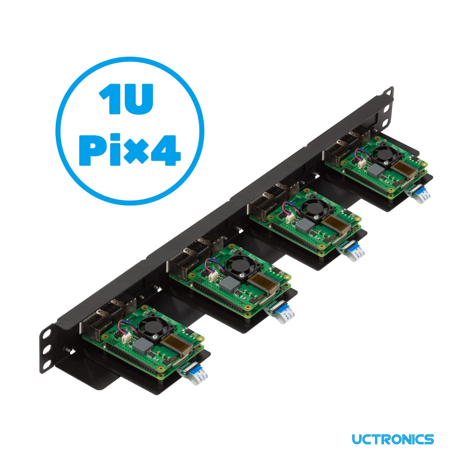 Uctronics Front Removable 1U Rack Mount For Raspberry Pi, With 4 Mounting Brackets For Raspberry Pi 5, 4B, 3B+/3B, And Other B M
