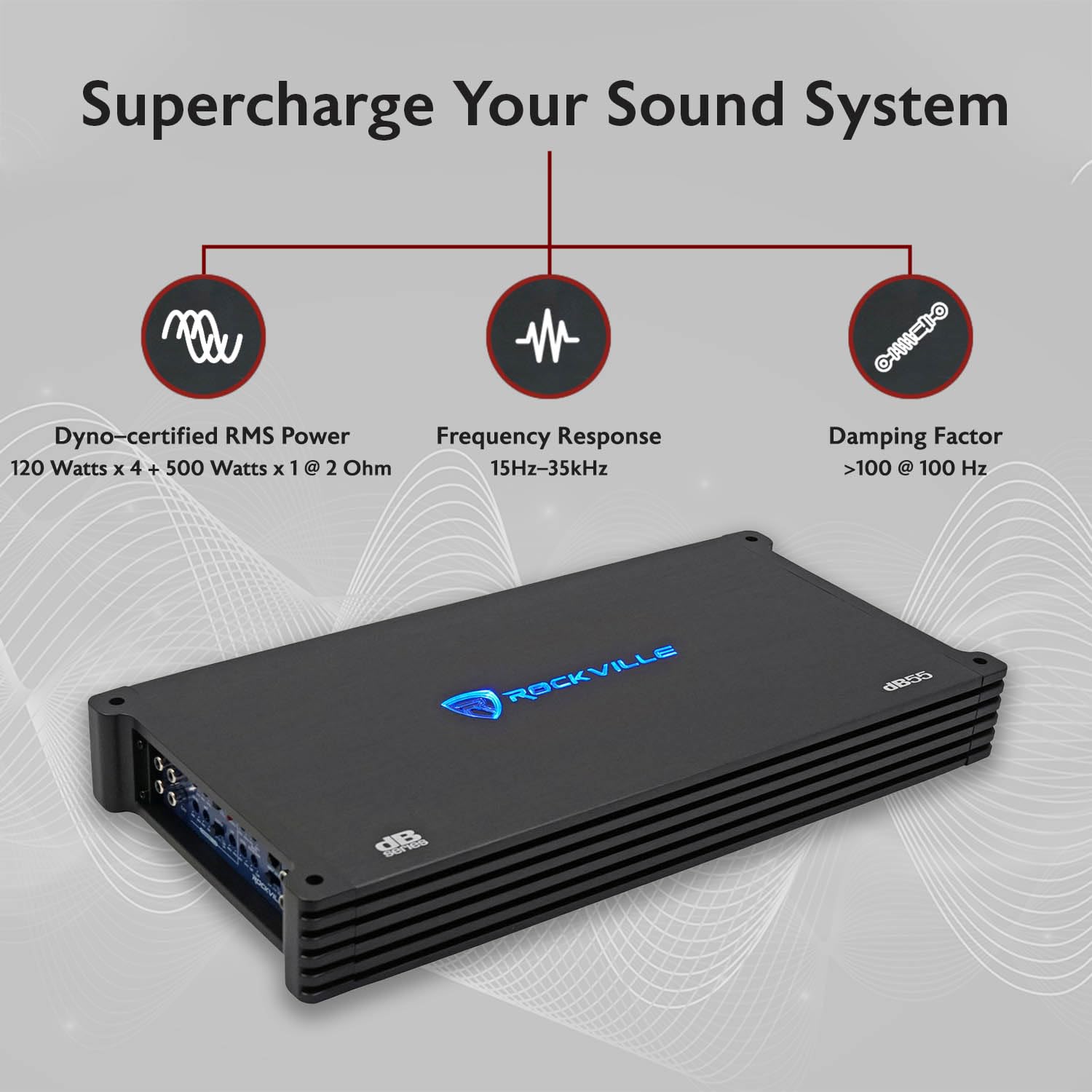 Rockville Db55 4000 Watt/1000W Cea Rms 5 Channel Amplifier Car Stereo Amp, Loud!