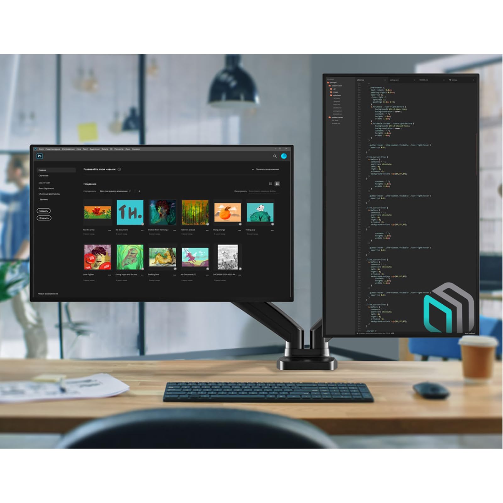 Onkron Dual Monitor Arm Mount For Two 13 32 Inch Screens Up To 17.6 Lbs, Gas Spring Monitor Arm Vesa 75X75 100X100, Double Monit