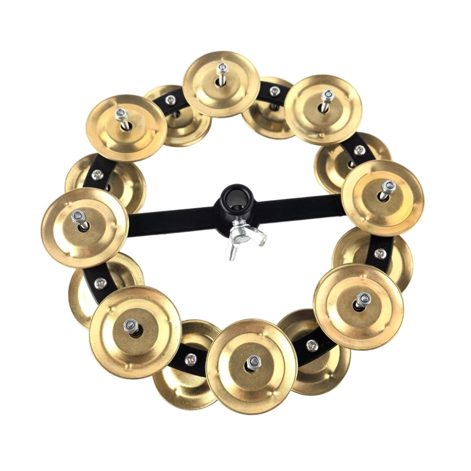 VELURA Hi Hat Tambourine Supplies 17cm Music Rhythm Tambourine for Concert Show Bar Double Row|1 Hi Hat Tambourine|Musical Instr
