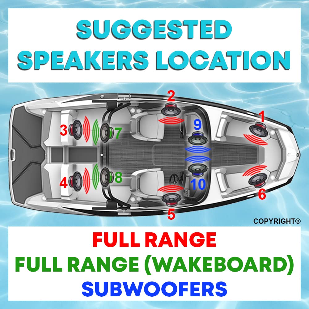 Kicker 8  Marine Speakers (1 Pair) Oem Replacement Coaxial Speakers For Boat With White Grille And Led Lights 4-Ohm. Water And W