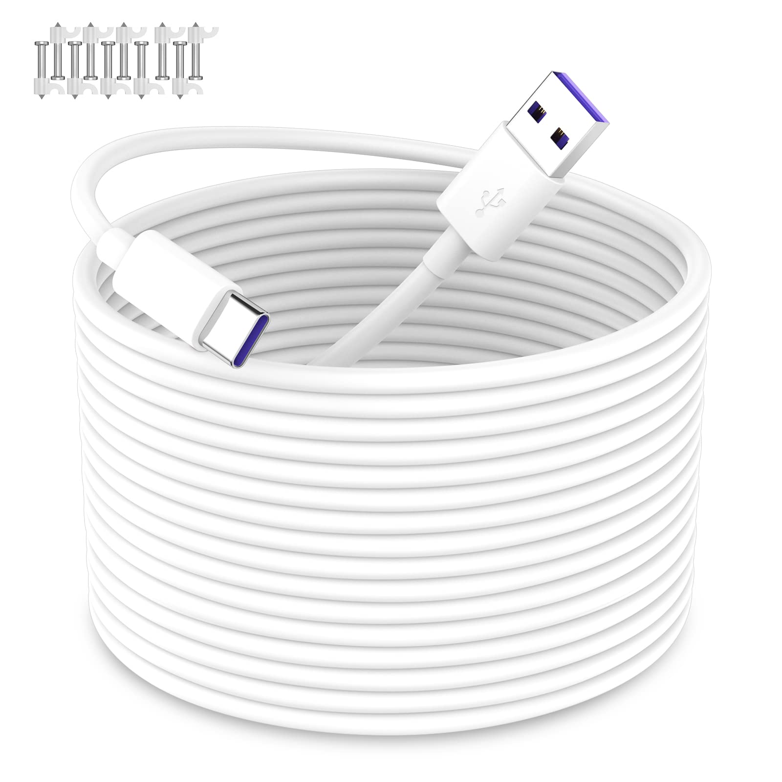 Imangoo Usb To Usb C Power Cable For Cctv Camera,33Ft Type C Long Power Extension Cable For Xiaomi Mi Eufy Security Camera Outdo