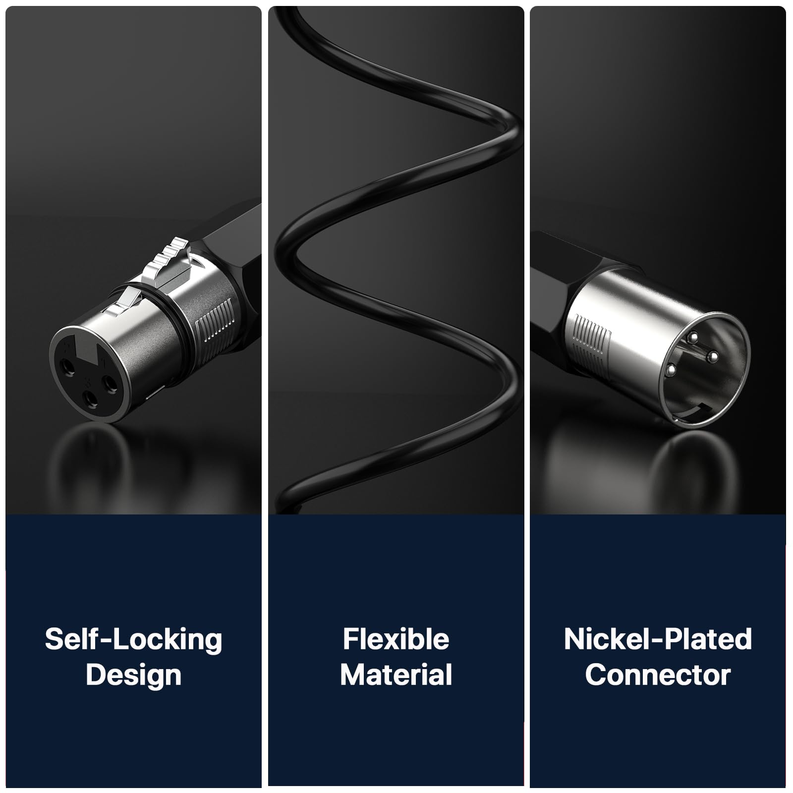 Ebxya Xlr Cable 6Ft 4 Packs - Balanced Microphone Cable With 3-Pin Xlr Male To Female Mic Speaker Cable, Black