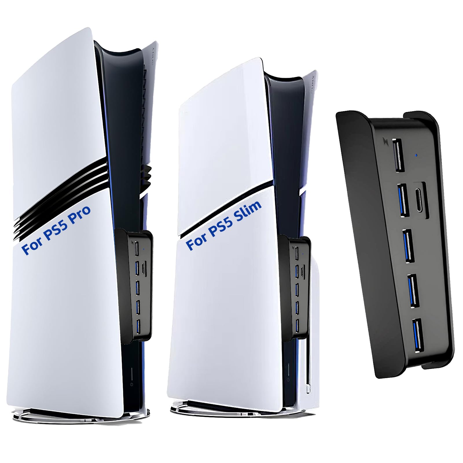 6 Ports Usb Hub For Ps5 Pro/Slim Console, High Speed Expander Hub Charger Port With 4 Usb A 2.0 + 1 Usb Charging Port + 1 Type C