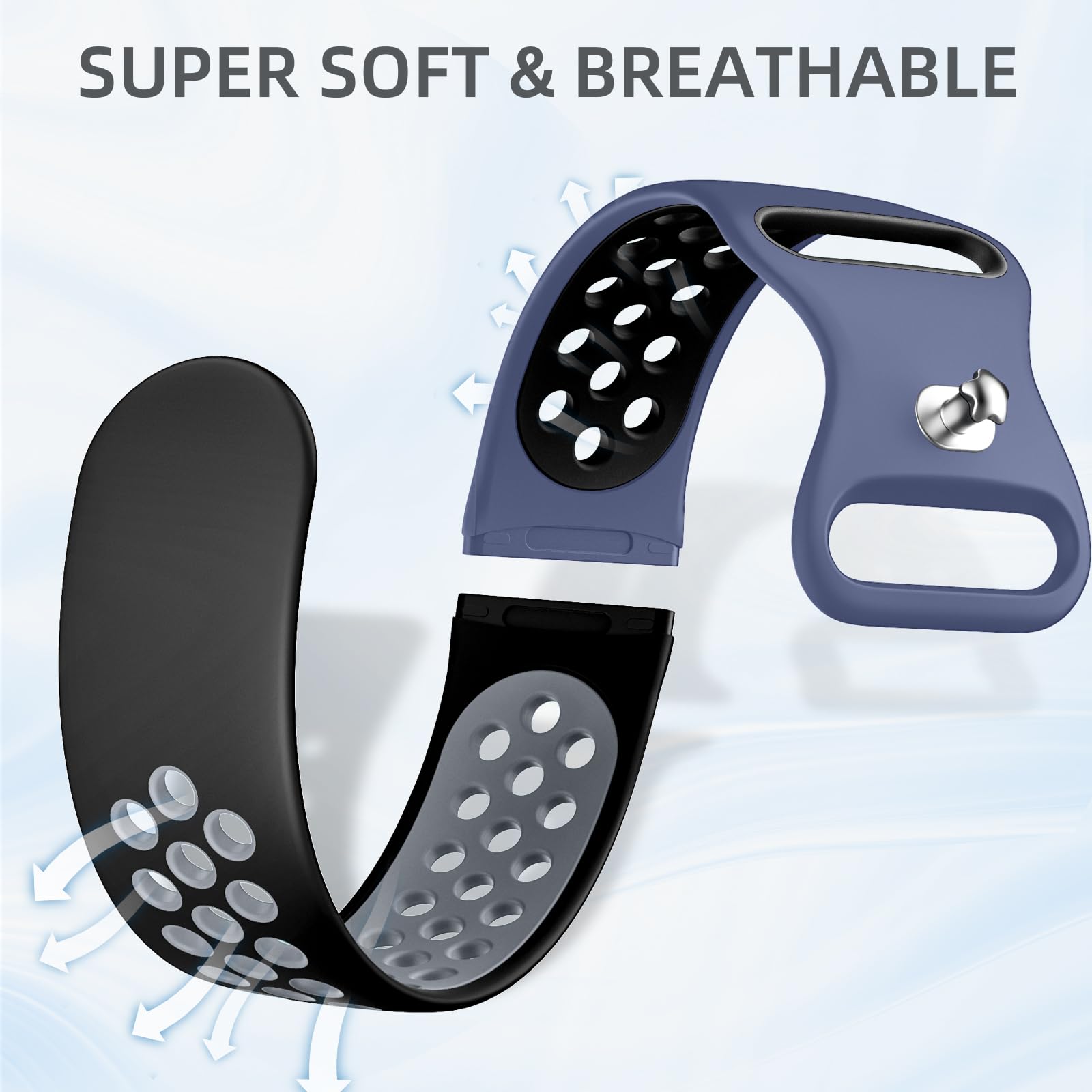 Maledan 4 Pack Sport Band Compatible For Fitbit Versa 3/Versa 4/ Fitbit Sense/ Sense 2 Bands Women Men, Soft Wristband Replaceme