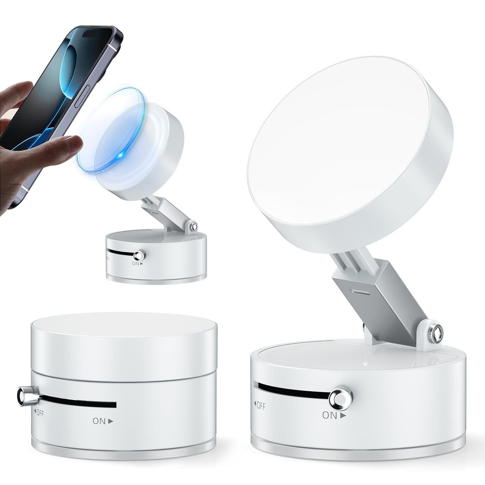 Vacuum Suction Magnetic Phone Holder, Upgrade Suction Phone Mount Foldable & Retractable Vacuum Magnetic Phone Stand Double-Side