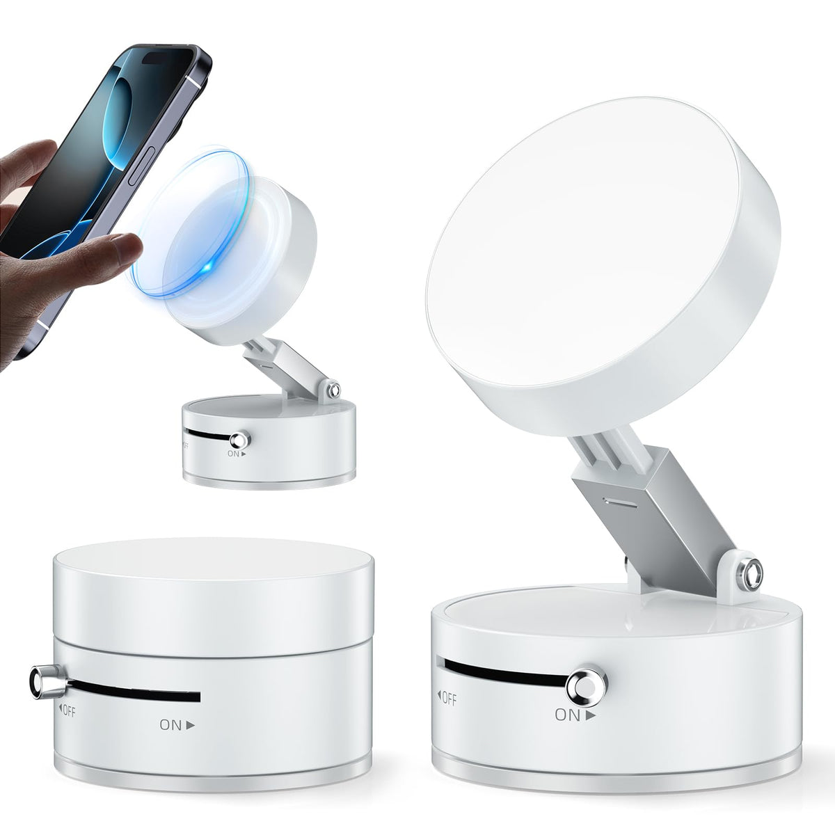 Vacuum Suction Magnetic Phone Holder, Upgrade Suction Phone Mount Foldable & Retractable Vacuum Magnetic Phone Stand Double-Side