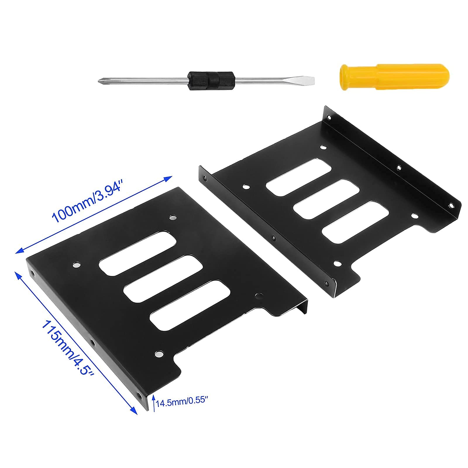 Suiwotin 4Pcs Ssd Bracket 2.5 To 3.5 Adapter, Ssd Hdd Hard Disk Drive Bays Holder, Ssd Mounting Bracket Kit Metal Mounting Brack