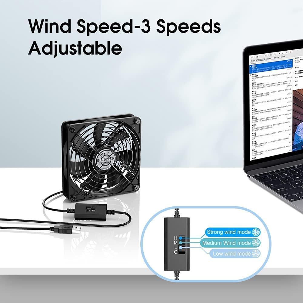 Eluteng 120Mm Fan With 3 Speed 5V Usb Powered 120Mm Case Fan 1500Prm Gaming Pc Fan Portable Cooling Fan Suitable For Tablet Tv R