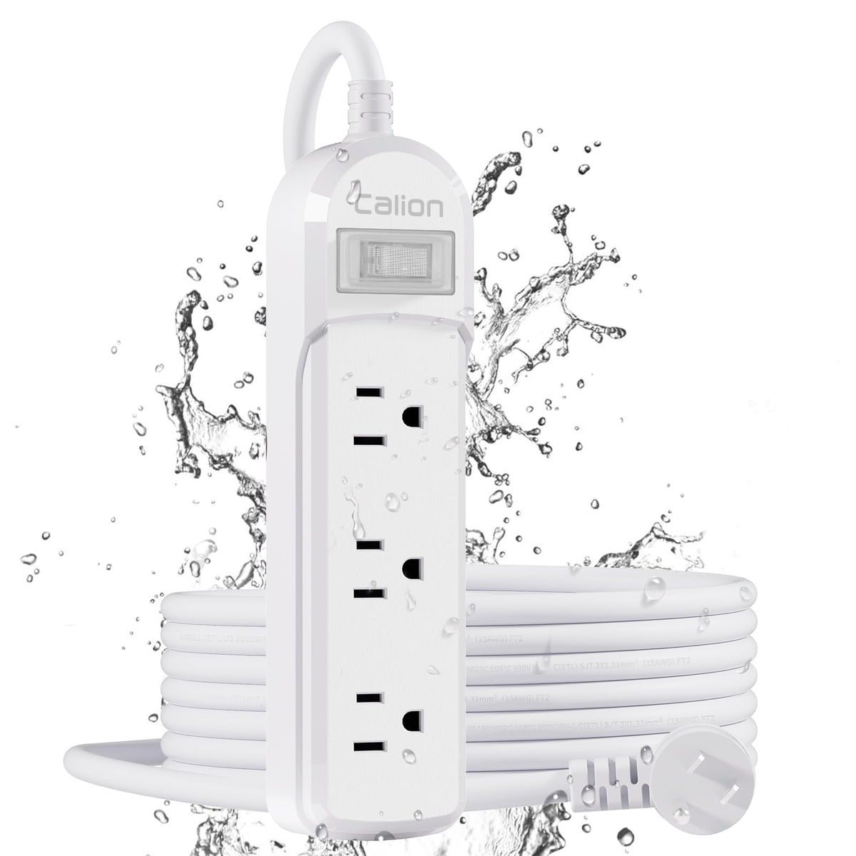 Outdoor Power Strip Waterproof Ipx6 Surge Protector With 10 Ft Sjt 16Awg Extension Cord 3 Widely Outlets Overload Protection Sho