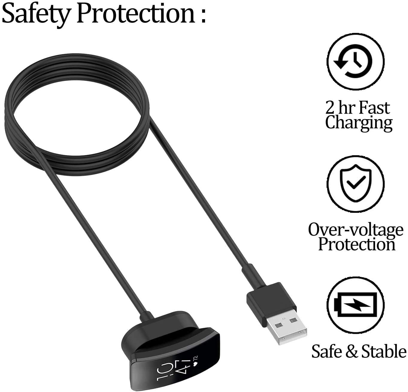 Charger Compatible With Fitbit Ace 2 Charger 3.3Ft/100Cm Replacement Usb Charging Charger Cable For Ace 2 Charger Dock (3.3Ft)