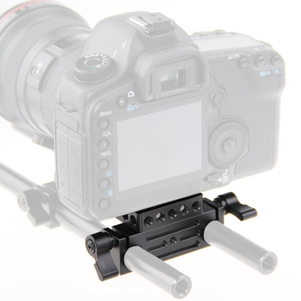 Camvate Camera Baseplate With 15Mm Railblock For Dslr Rig 15Mm Rod Rail Support System   1236