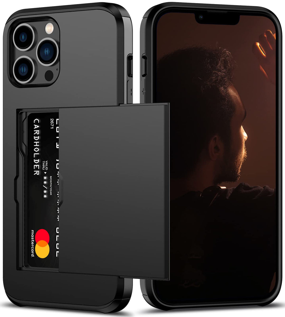 Nvollnoe For Iphone 13 Pro Max Case Heavy Duty Protective Dual Layer Shockproof Hidden Card Slot/ Holder Slim Wallet For Women&M