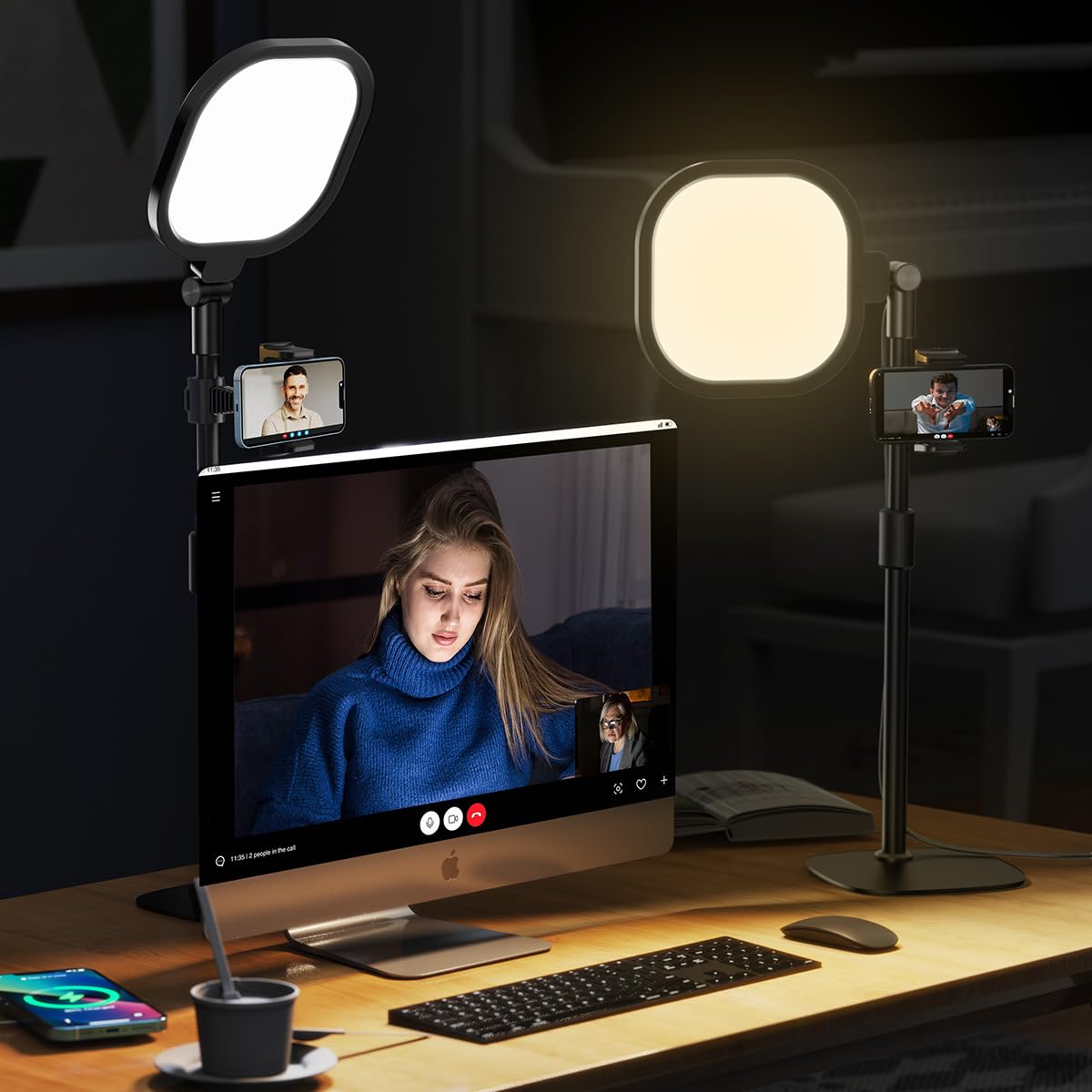 1Pack Video Conference Lighting For Zoom Meeting, Computer, Laptop, Ring Light With Stand For Desk With Nature Soft Light, Adjus