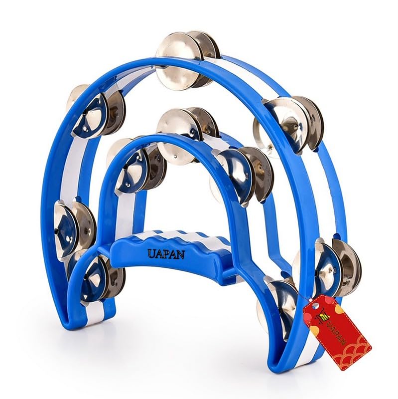 Uapan Dafli Musical Instrument Dafli/Tambourine 12 Inch Hand Percussion Musical Instrument (Blue Halfmoon)