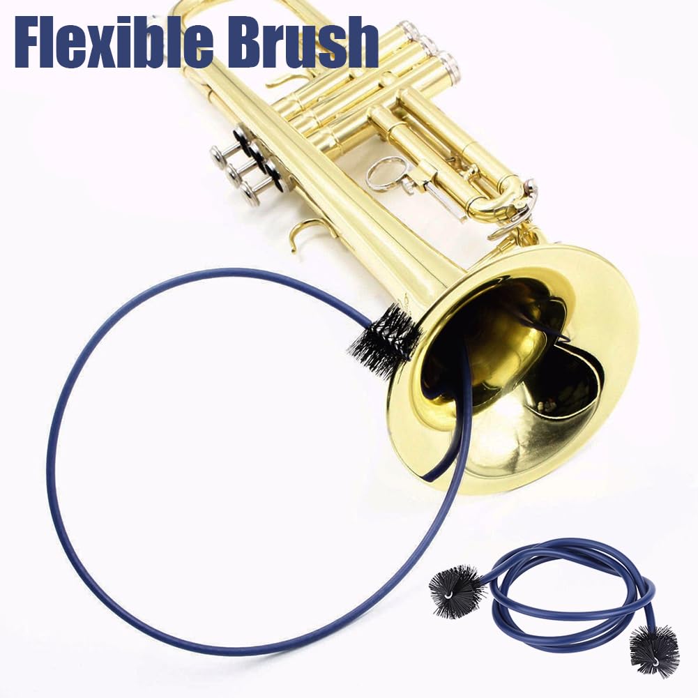 Trumpet Cornet Maintenance Cleaning Kit, 3Pcs Brass Musical Instrument Brushes Set Mouthpiece Brush Valve Snake Care Accessory F