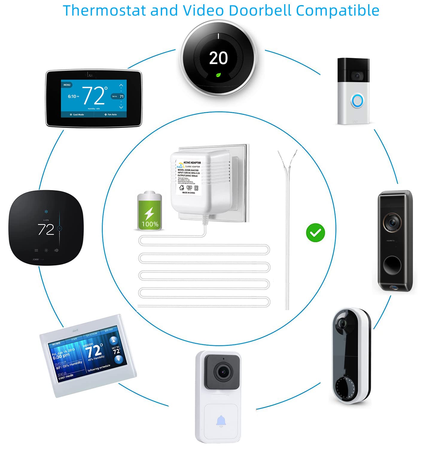 24V Doorbell Transformer Compatible With Nest Honeywell Ecobee Sensis All Models Of Ring Doorbells Thermostats Power Adapter (33
