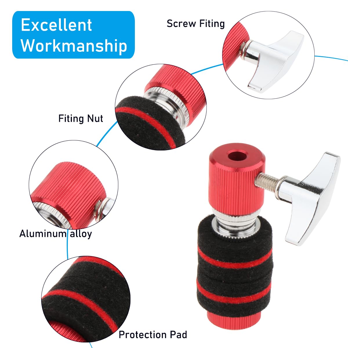 Fiozinx Hi Hat Clutch, Hi Hat Stand For 6 Mm Rod, Aluminum Hi Hat Clutch Cymbal Standard Hi Hat Stands For Jazz Drum Parts Acces