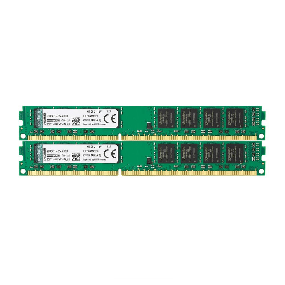 Kingston Technology 16Gb Non-Ecc Cl11 Dimm 1600Mhz Ddr3 Ram (Kvr16N11K2/16) - Kit Of 2