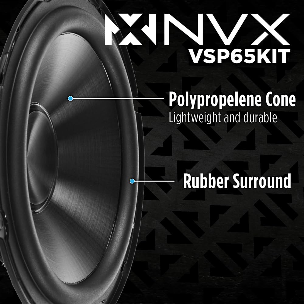 Nvx Vsp65Kit 6.5 Premium Car Speakers, 750W Max, 250W Rms, 2-Way 6-1/2 Inch Component System W/ 1 Silk Dome Tweeters & Passive X