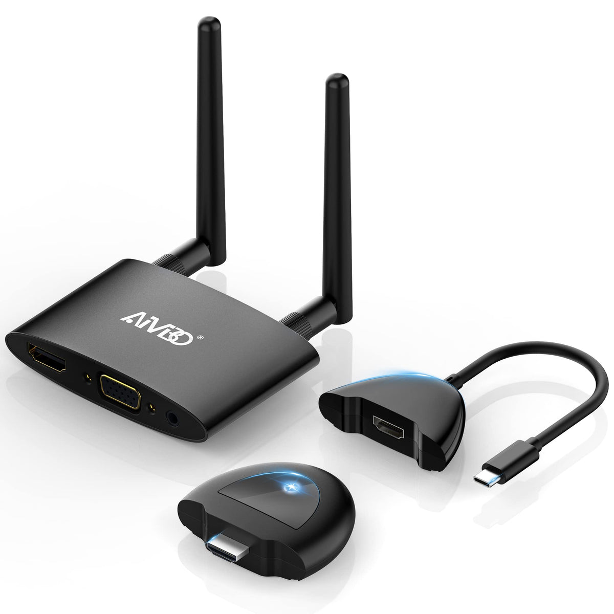 Timbootech Wireless Hdmi Transmitter And Receiver 4K, Usb C To Wireless Hdmi, Plug & Play, Vga & Hdmi Dual Screens, Casting 5.8G
